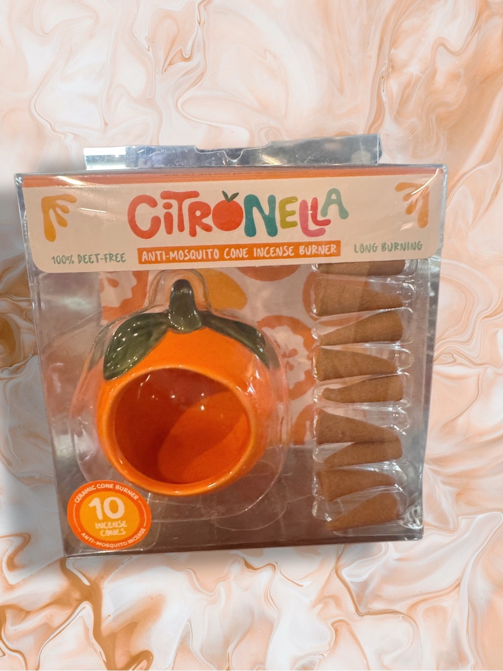 Citron Orange and Green Citronella Anti-Mosquito Cone Incense Kit